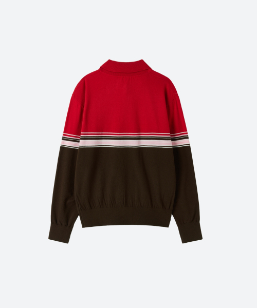 MOONSUN（ムーンサン）の「M.C UNISEX, Point Stripe Collar Knit / Red Pink（ニット/セーター・メンズ・その他・MEDIUM/LARGE）」の4枚目の写真
