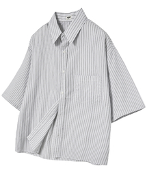 HUKE（ヒューク）の「ザシティストライプ半袖シャツ（チャコールブラック）（シャツ/ブラウス）」