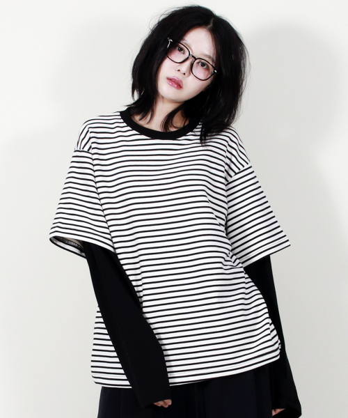 DEMARC(ドゥマーク)の「LAYERED SLEEVE BOXY FIT CREW NECK T-SHIRT STRIPE-IVORY(Tシャツ/カットソー・レディース・その他・MEDIUM/LARGE)」の11枚目の写真