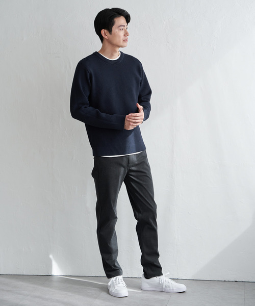 ikka（イッカ）の「【洗濯機で洗える】GOKU楽ニットクルーインナーセット【2点セット】（ニット/セーター・メンズ・ベージュ/ネイビー/グリーン・M/L/XL/S）」の7枚目の写真