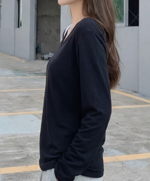 cammie（キャミー）の「クルーネックシンプルトップス（Tシャツ/カットソー・レディース・ホワイト/ブラック・M/L）」の10枚目の写真