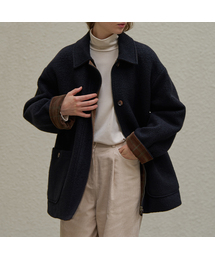 Wool blend roll-up check half Coat [KNFW05CT03]_[2color]