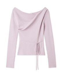 シルクブレンドアシメデコルテドレープリブニット