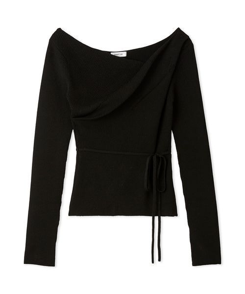 シルクブレンドアシメデコルテドレープリブニット（ニット/セーター