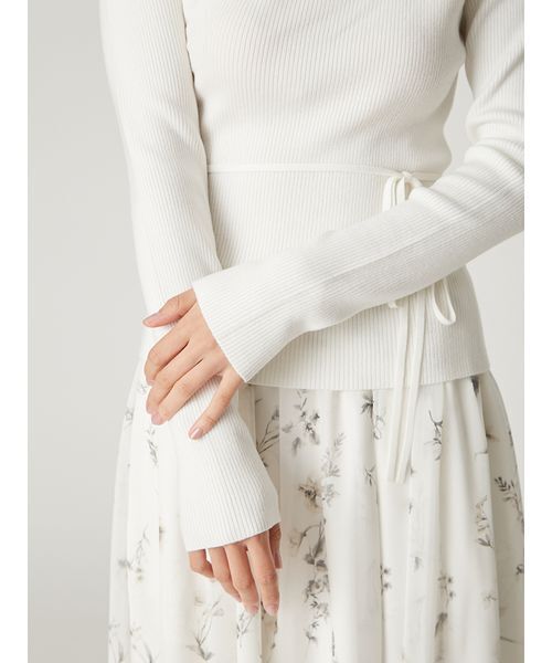 シルクブレンドアシメデコルテドレープリブニット（ニット/セーター  