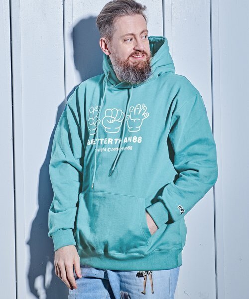 BETTERTHAN88(ベターザン88)の「5012AB アライヴフィンガー ヘビーフード アッシュブルー(パーカー・メンズ・その他・SMALL/MEDIUM/LARGE)」の1枚目の写真