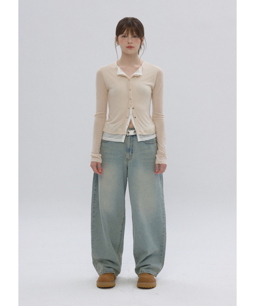 BUTTON UP（ボタンアップ）の「デイリーウォッシュドワイドデニム（ライトブルー）（デニムパンツ・レディース・その他・SMALL/MEDIUM/LARGE）」の2枚目の写真