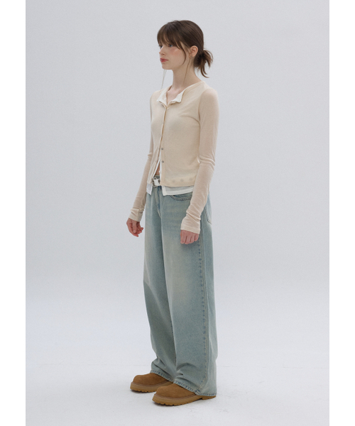 BUTTON UP（ボタンアップ）の「デイリーウォッシュドワイドデニム（ライトブルー）（デニムパンツ・レディース・その他・SMALL/MEDIUM/LARGE）」の4枚目の写真