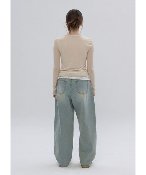 BUTTON UP（ボタンアップ）の「デイリーウォッシュドワイドデニム（ライトブルー）（デニムパンツ・レディース・その他・SMALL/MEDIUM/LARGE）」の6枚目の写真