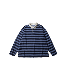 BALLUTE（バリュート）の「ブークレストライプカラーTシャツ（ブルーネイビー）（ポロシャツ）」