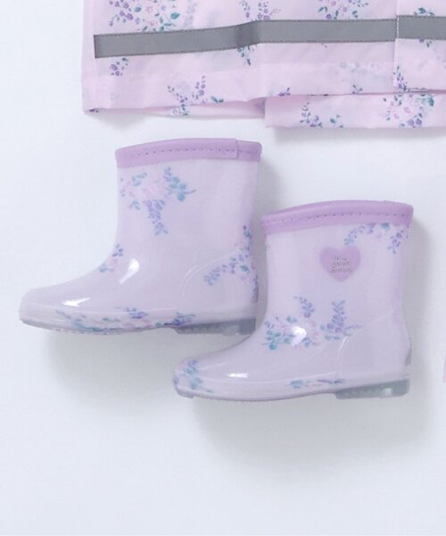 apres les cours（アプレレクール）の「花・ハート・さくらんぼ・恐竜柄レインシューズ（レインシューズ・キッズ・ラベンダー/ピンク/サックスブルー/アイボリー・14/15 /16/17/18/19）」の3枚目の写真