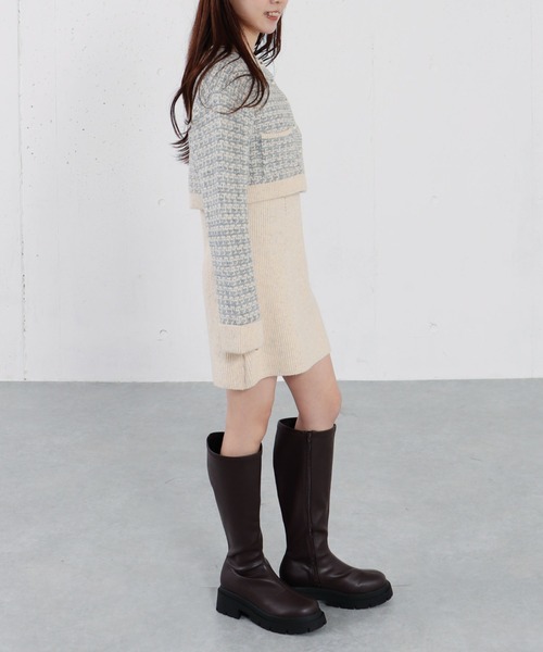 archives（アルシーヴ）の「ツイードニットカーディガン×ミニキャミワンピＳＥＴ（ワンピース・レディース・グレー/アイボリー/チャコールグレー・MEDIUM）」の13枚目の写真