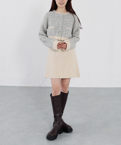 archives（アルシーヴ）の「ツイードニットカーディガン×ミニキャミワンピＳＥＴ（ワンピース・レディース・グレー/アイボリー/チャコールグレー・MEDIUM）」の10枚目の写真