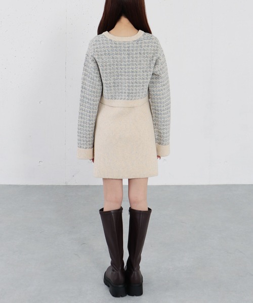 archives（アルシーヴ）の「ツイードニットカーディガン×ミニキャミワンピＳＥＴ（ワンピース・レディース・グレー/アイボリー/チャコールグレー・MEDIUM）」の6枚目の写真