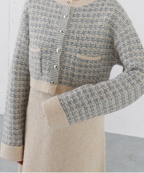 archives（アルシーヴ）の「ツイードニットカーディガン×ミニキャミワンピＳＥＴ（ワンピース・レディース・グレー/アイボリー/チャコールグレー・MEDIUM）」の8枚目の写真