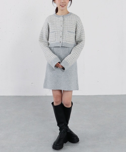 archives（アルシーヴ）の「ツイードニットカーディガン×ミニキャミワンピＳＥＴ（ワンピース・レディース・グレー/アイボリー/チャコールグレー・MEDIUM）」の18枚目の写真