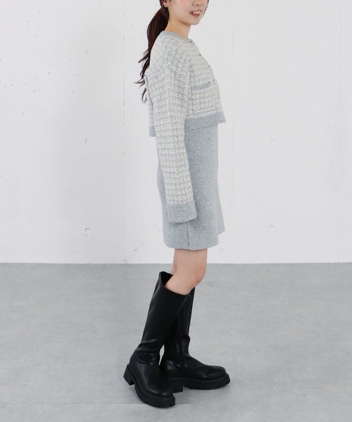 archives（アルシーヴ）の「ツイードニットカーディガン×ミニキャミワンピＳＥＴ（ワンピース・レディース・グレー/アイボリー/チャコールグレー・MEDIUM）」の21枚目の写真