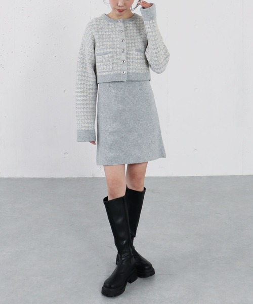 archives（アルシーヴ）の「ツイードニットカーディガン×ミニキャミワンピＳＥＴ（ワンピース・レディース・グレー/アイボリー/チャコールグレー・MEDIUM）」の19枚目の写真