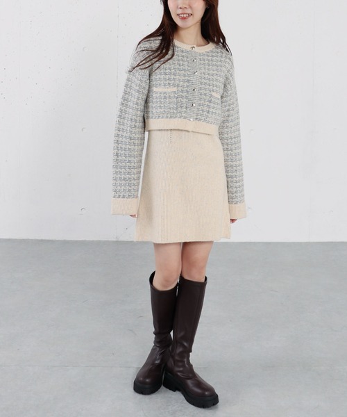 archives（アルシーヴ）の「ツイードニットカーディガン×ミニキャミワンピＳＥＴ（ワンピース・レディース・グレー/アイボリー/チャコールグレー・MEDIUM）」の11枚目の写真