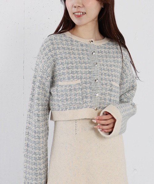 archives（アルシーヴ）の「ツイードニットカーディガン×ミニキャミワンピＳＥＴ（ワンピース・レディース・グレー/アイボリー/チャコールグレー・MEDIUM）」の15枚目の写真