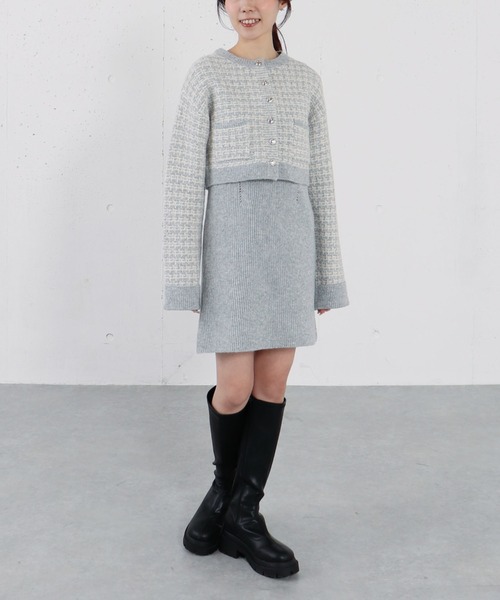 archives（アルシーヴ）の「ツイードニットカーディガン×ミニキャミワンピＳＥＴ（ワンピース・レディース・グレー/アイボリー/チャコールグレー・MEDIUM）」の20枚目の写真