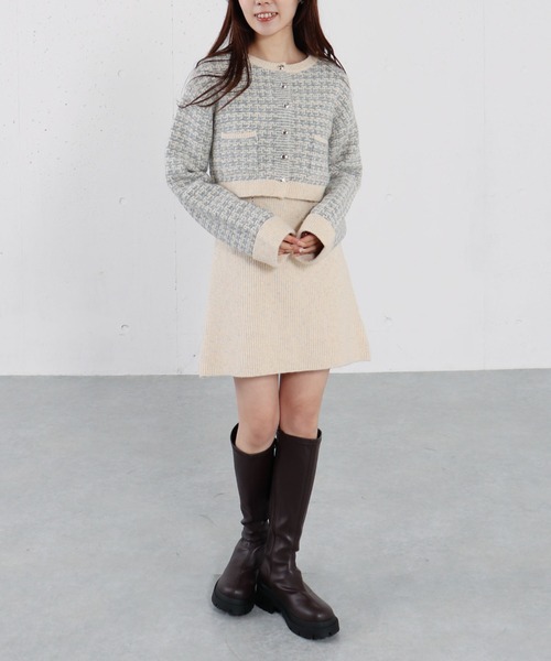 archives（アルシーヴ）の「ツイードニットカーディガン×ミニキャミワンピＳＥＴ（ワンピース・レディース・グレー/アイボリー/チャコールグレー・MEDIUM）」の12枚目の写真