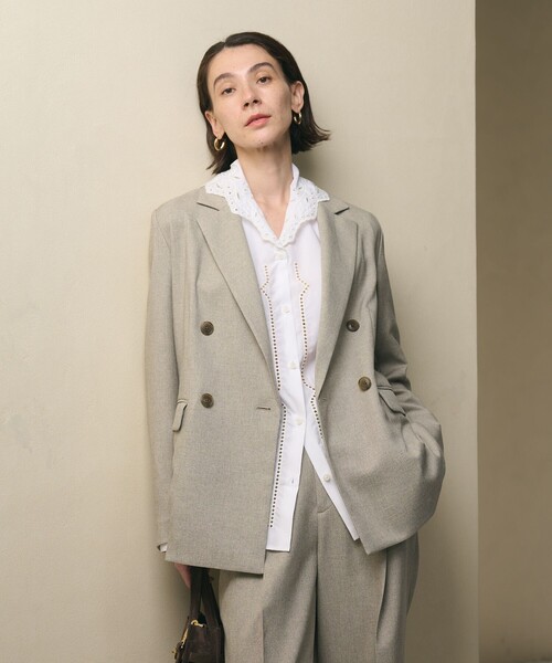 リネンライク ダブルジャケット（テーラードジャケット