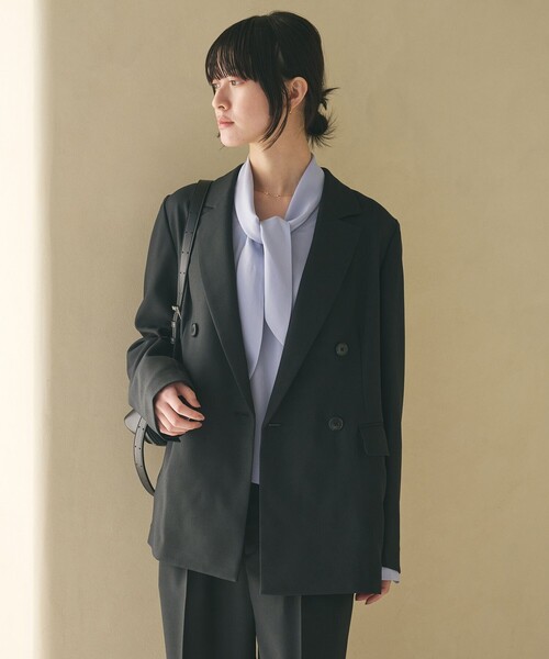 リネンライク ダブルジャケット（テーラードジャケット