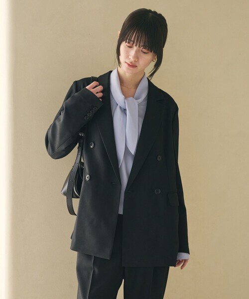 BEAUTY&YOUTH UNITED ARROWS（ビューティーアンドユースユナイテッドアローズ）の「リネンライク ダブルジャケット（テーラードジャケット・レディース・ネイビー/ベージュ・M/XS/S）」の12枚目の写真