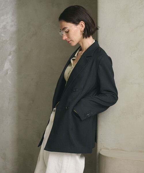 リネンライク ダブルジャケット（テーラードジャケット