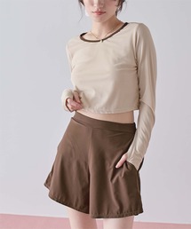 SEA DRESS（シードレス）の「3点セット/パイピング長袖ビキニ×ショートパンツ/水着（水着）」