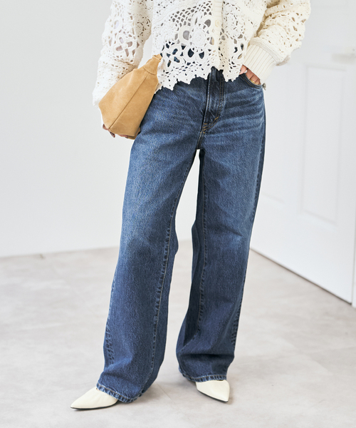 Spick & Span（スピックアンドスパン）の「SOMETHING / サムシング 別注 VINTAGE SLIM WIDE*（デニムパンツ・レディース・ブルー/サックスブルー・X-SMALL/SMALL/MEDIUM/LARGE）」の7枚目の写真