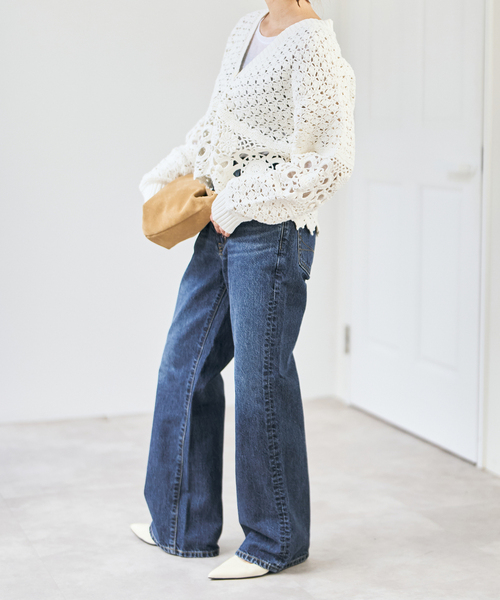 Spick & Span（スピックアンドスパン）の「SOMETHING / サムシング 別注 VINTAGE SLIM WIDE*（デニムパンツ・レディース・ブルー/サックスブルー・X-SMALL/SMALL/MEDIUM/LARGE）」の9枚目の写真