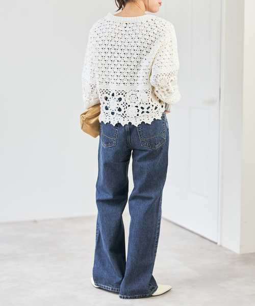 Spick & Span（スピックアンドスパン）の「SOMETHING / サムシング 別注 VINTAGE SLIM WIDE*（デニムパンツ・レディース・ブルー/サックスブルー・X-SMALL/SMALL/MEDIUM/LARGE）」の10枚目の写真