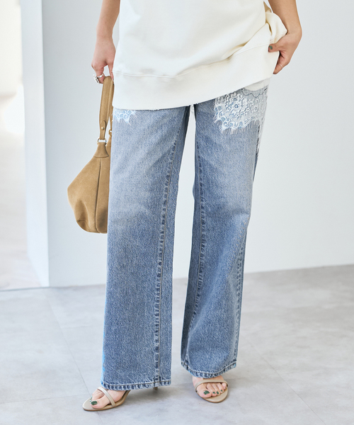 Spick & Span（スピックアンドスパン）の「SOMETHING / サムシング 別注 VINTAGE SLIM WIDE*（デニムパンツ・レディース・ブルー/サックスブルー・X-SMALL/SMALL/MEDIUM/LARGE）」の11枚目の写真