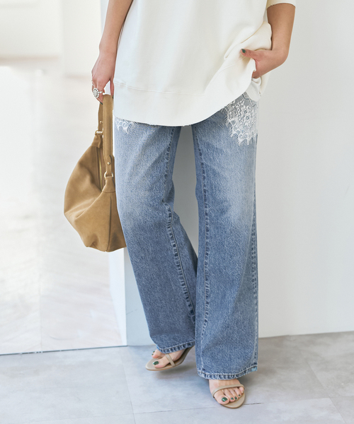 Spick & Span（スピックアンドスパン）の「SOMETHING / サムシング 別注 VINTAGE SLIM WIDE*（デニムパンツ・レディース・ブルー/サックスブルー・X-SMALL/SMALL/MEDIUM/LARGE）」の12枚目の写真