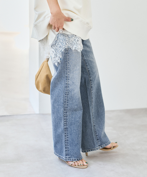 Spick & Span（スピックアンドスパン）の「SOMETHING / サムシング 別注 VINTAGE SLIM WIDE*（デニムパンツ・レディース・ブルー/サックスブルー・X-SMALL/SMALL/MEDIUM/LARGE）」の13枚目の写真