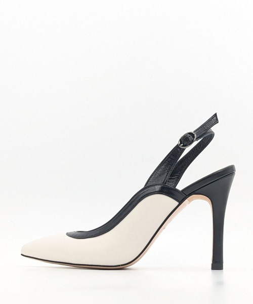 SEVEN TWELVE THIRTY(セヴントゥエルヴサーティー)の「ポインテッドバックベルトパンプス(パンプス・レディース・ブラック/ブルー/ホワイト×ブラック・23.5cm/23cm/22.5cm/22cm/24.5cm/24cm)」の4枚目の写真