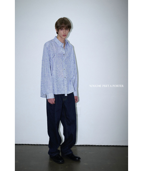 YOUCHE PRET A PORTER(ユッシュプレタポルテ)の「AR STRIPED SUN-GRIB SHIRTS Skyblue(シャツ/ブラウス・メンズ・その他・MEDIUM/LARGE)」の7枚目の写真