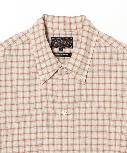 BEAMS PLUS(ビームスプラス)の「Open B.D. Sucker Plaid(シャツ/ブラウス・メンズ・ネイビー/グリーン/レッド・X-LARGE/LARGE/MEDIUM/SMALL)」の7枚目の写真