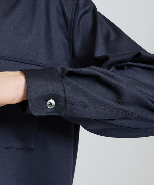 DESIGNWORKS(デザインワークス)の「モクロディー シャツ / セットアップ対応 / ストレッチ(シャツ/ブラウス・メンズ・ネイビー/ダークブラウン・48/46/50)」の4枚目の写真