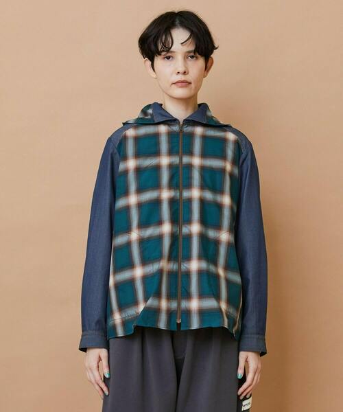 FRAPBOIS（フラボア）の「オンブレー ブルゾン（シャツ/ブラウス・レディース・グリーン/ベージュ・2/1）」の2枚目の写真