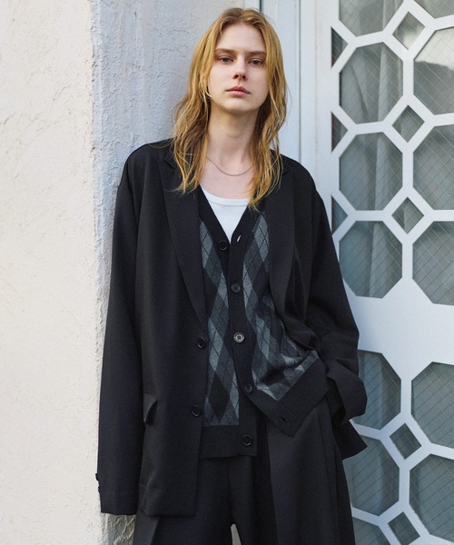 ROCHEM（ローシェン）の「【セットアップ2点セット】シングルブレストテーラードジャケット+ディープタックワイドバギースラックス（セットアップ・メンズ・ブラック/グレイッシュベージュ/チャコール・XS/S/M/L）」の4枚目の写真