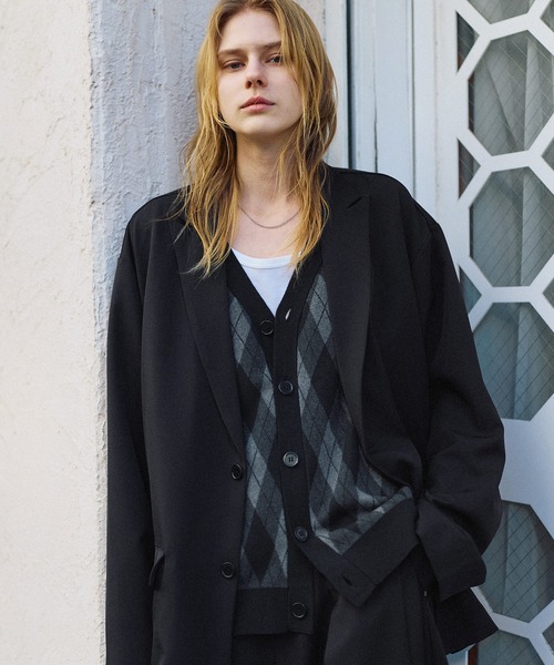 ROCHEM（ローシェン）の「【セットアップ2点セット】シングルブレストテーラードジャケット+ディープタックワイドバギースラックス（セットアップ・メンズ・ブラック/グレイッシュベージュ/チャコール・XS/S/M/L）」の6枚目の写真