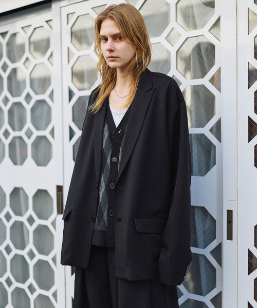 ROCHEM（ローシェン）の「【セットアップ2点セット】シングルブレストテーラードジャケット+ディープタックワイドバギースラックス（セットアップ・メンズ・ブラック/グレイッシュベージュ/チャコール・XS/S/M/L）」の9枚目の写真