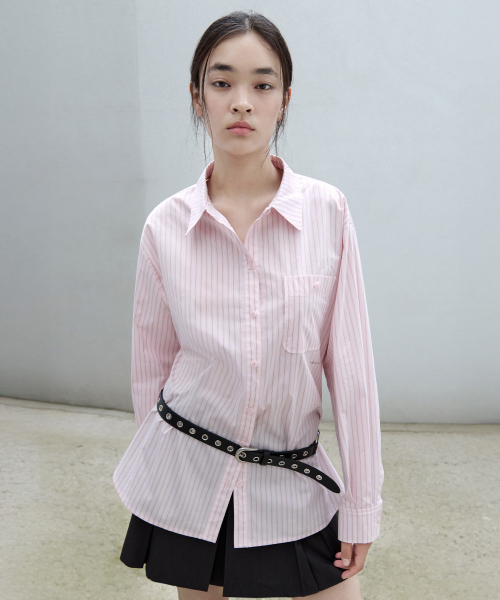 OVERSIZE STRIPE SHIRT PINK