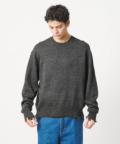 LOEFF（ロエフ）の「＜LOEFF＞ダメージ ニット プルオーバー UNISEX（ニット/セーター・レディース・ダークブラウン/ダークグレー・0/1/2）」の2枚目の写真