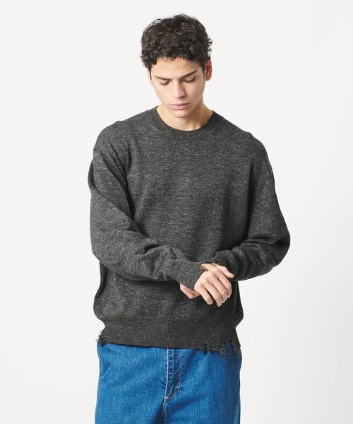 LOEFF（ロエフ）の「＜LOEFF＞ダメージ ニット プルオーバー UNISEX（ニット/セーター・レディース・ダークブラウン/ダークグレー・0/1/2）」の3枚目の写真