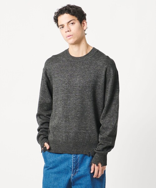 LOEFF（ロエフ）の「＜LOEFF＞ダメージ ニット プルオーバー UNISEX（ニット/セーター・レディース・ダークブラウン/ダークグレー・0/1/2）」の4枚目の写真