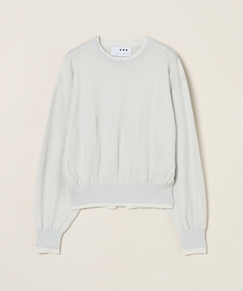 three dots(スリードッツ)の「Double layer pullover(ニット/セーター・レディース・グレー/ライトブルー/イエロー・SMALL)」の1枚目の写真